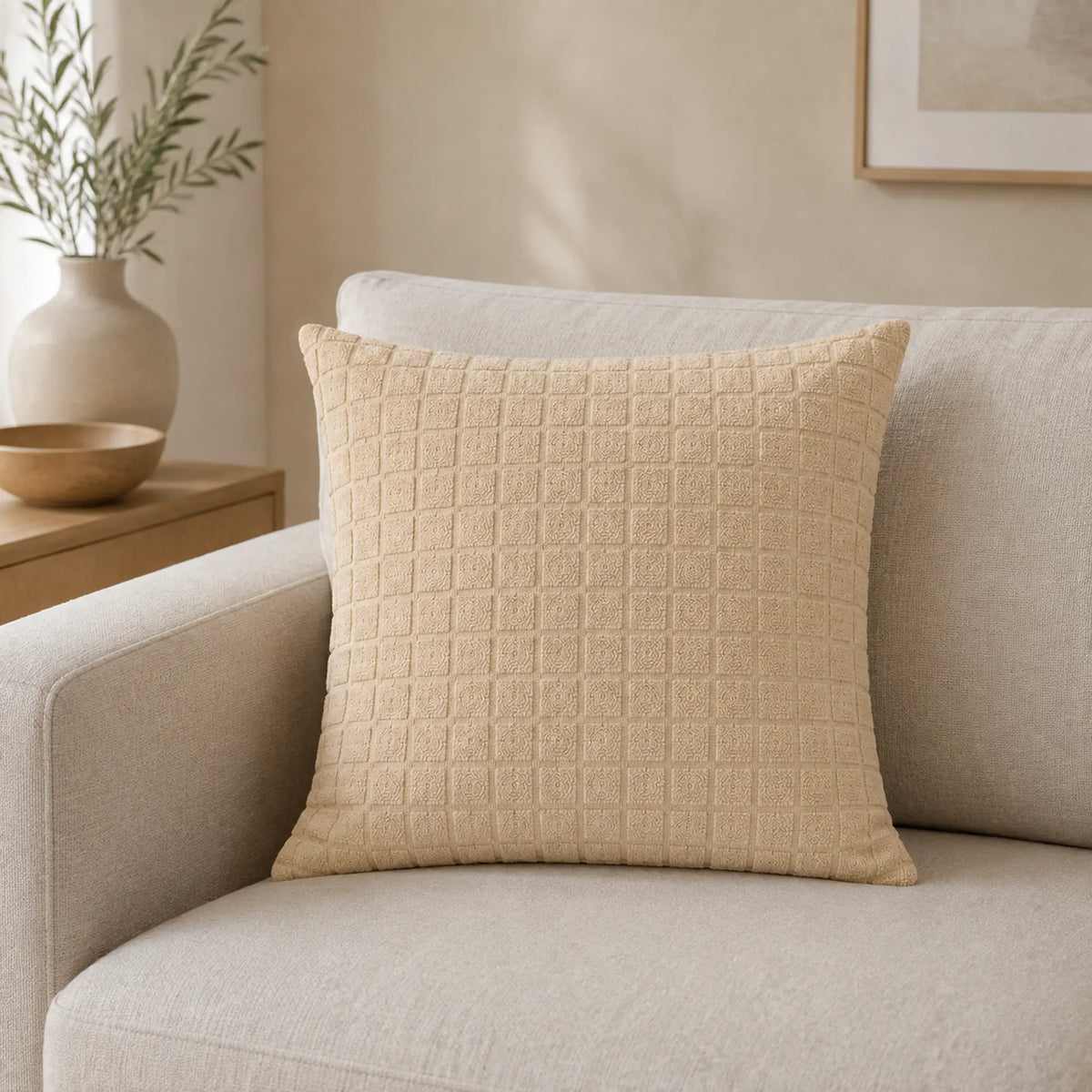 FABRIVANE Textured Grid 20-Inch Pillow Cover
