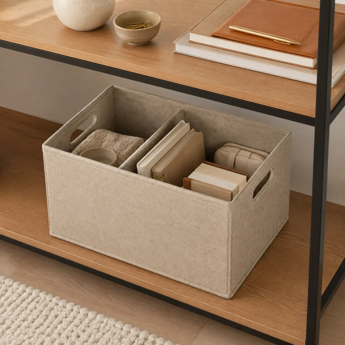 FABRIVANE Divided Felt Storage Basket