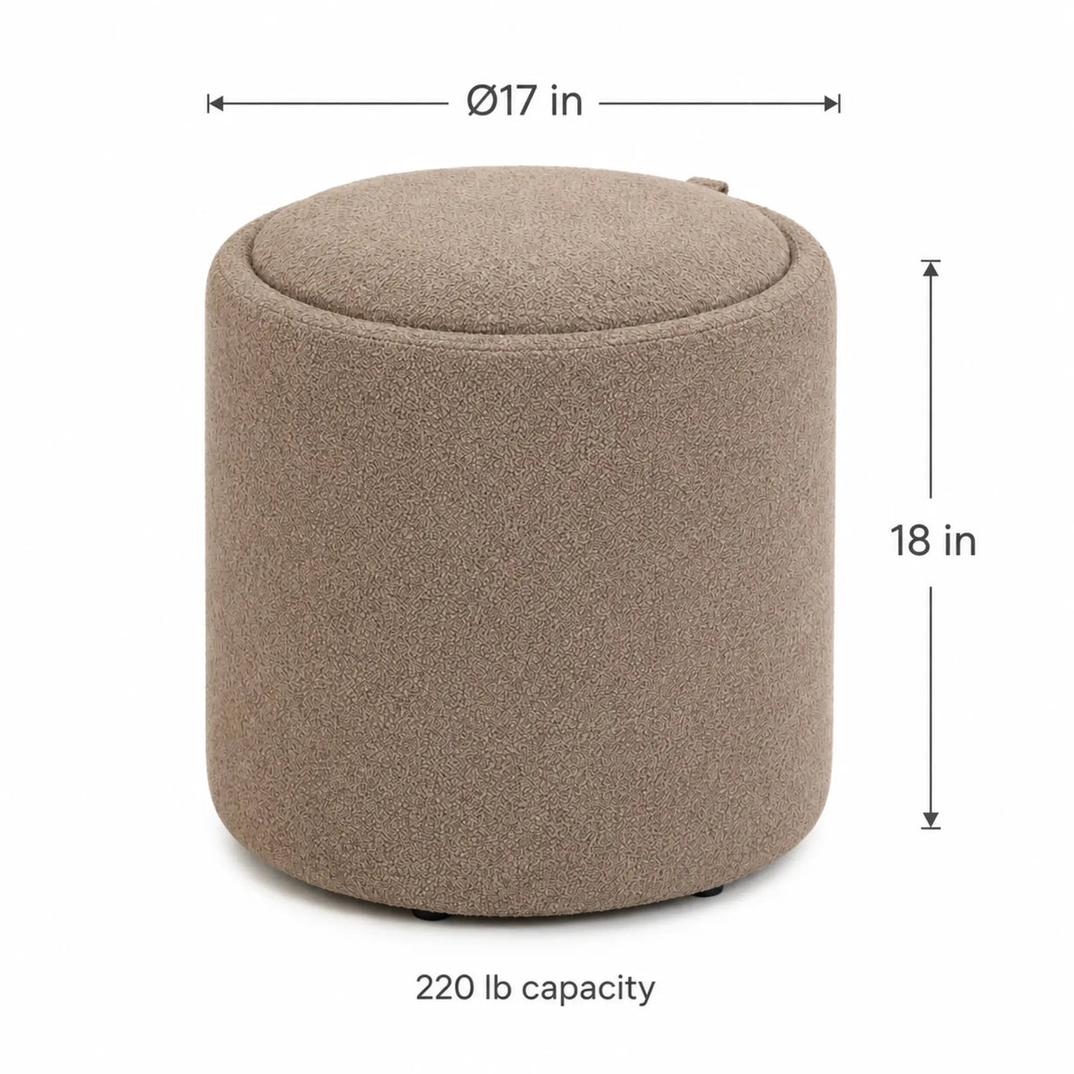FABRIVANE Round Lift-Top Storage Stool