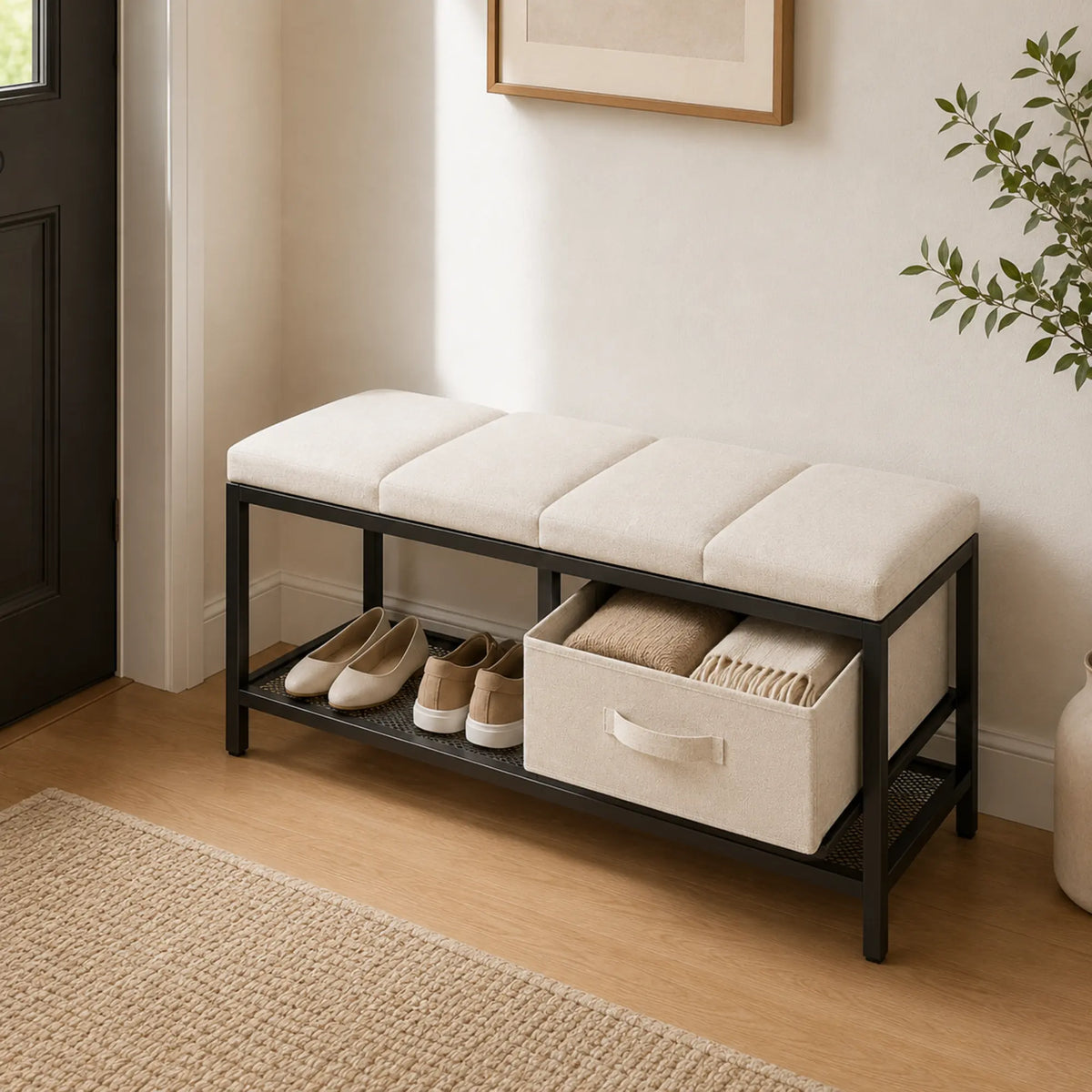 FABRIVANE Slim Entryway Storage Bench