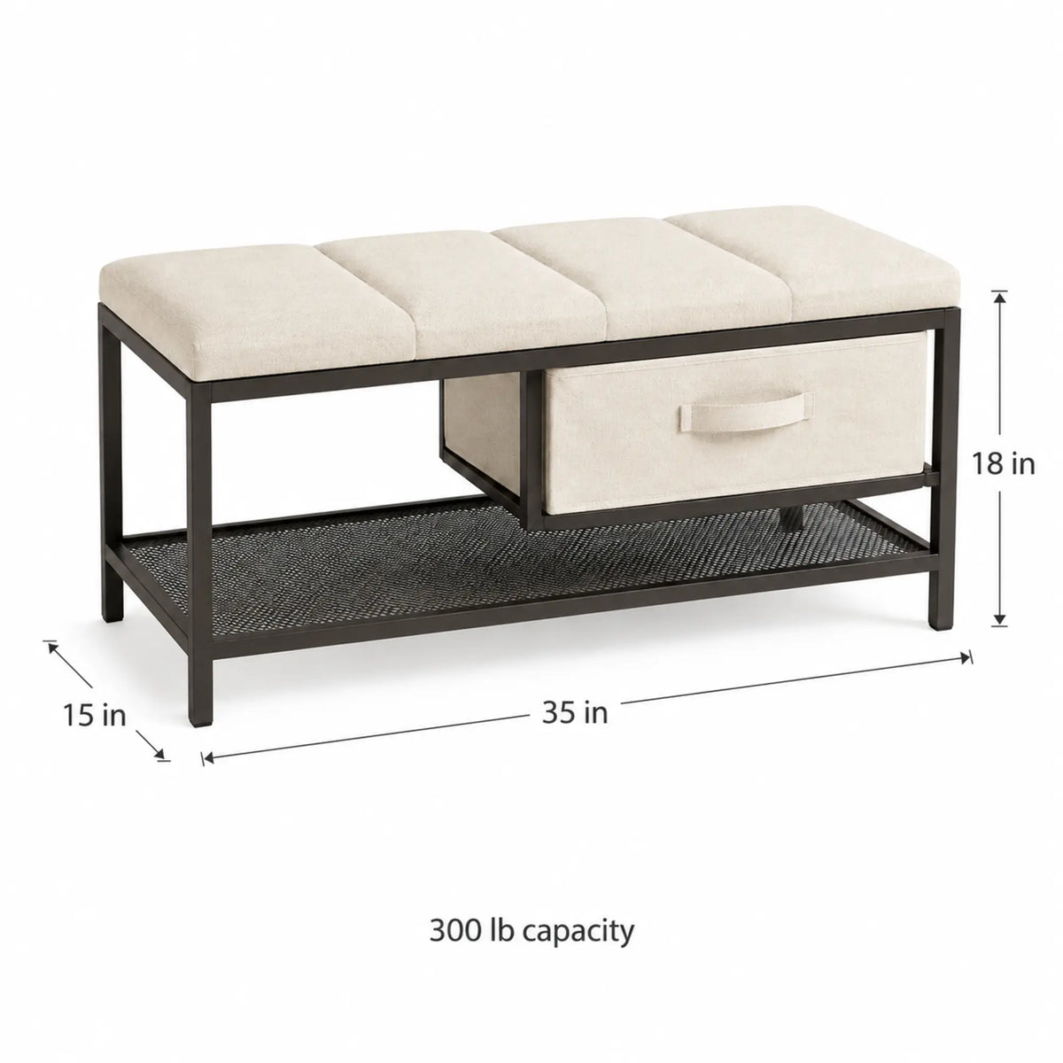 FABRIVANE Slim Entryway Storage Bench